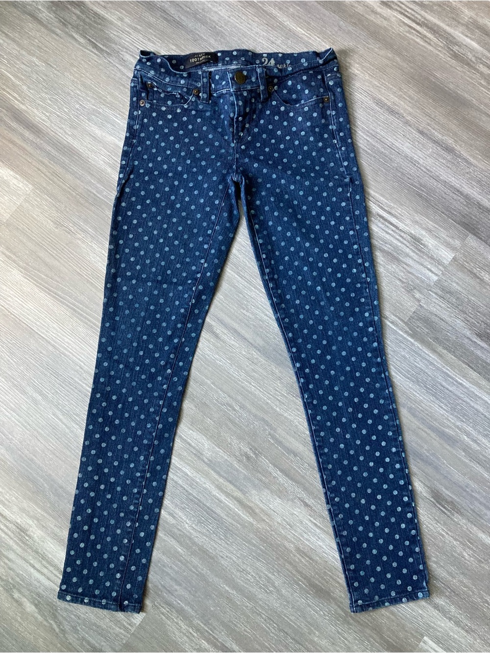 J. Crew Navy Polka Dot Toothpick Jeans 24 Ankle Indie Sleaze Aesthetic